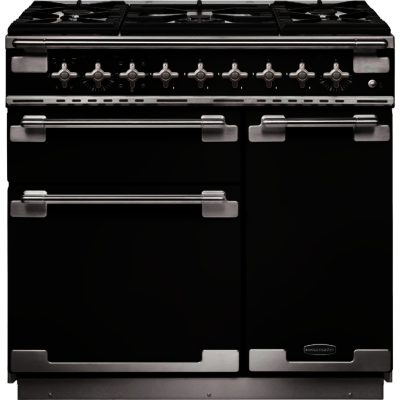 Rangemaster Elise 90cm Dual Fuel 108410 Range Cooker in Black & Chrome Rangemaster Elise 90cm Dual Fuel 108410 Range Cooker in Black & Chrome